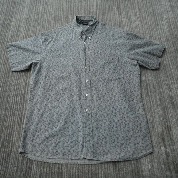Maui Trading Company Other - Maui Trading Co Shirt Men Button Down Short‎ Sleeve Gray Blue Geometric Vtg XL